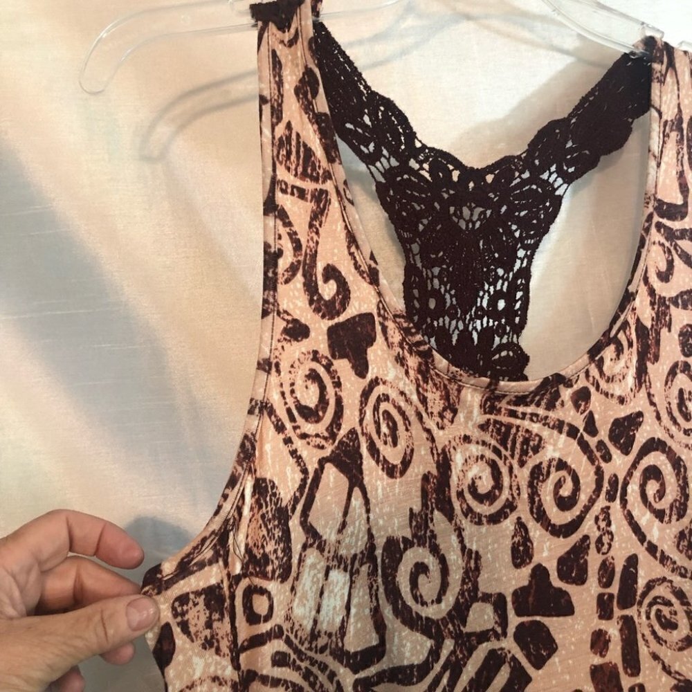 NWT DEX Women's Tank Top Aztec Wine/Salmon Ladies Lg - Picture 5 of 16